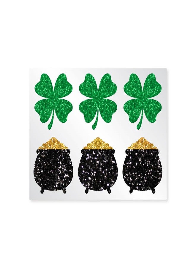EyeBlack St. Patricks Day Eye Black Face Sticker for the Irish Parties, Lucky Charms Party, Office Party, Football Games, Luck of the Irish - Glitter 12 Decals/6 Pairs - Image 1